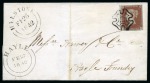 Stamp of Great Britain » Distinctive Maltese Cross Cancellations 1841 1d Red LJ tied to 1842 (Feb 26) wrapper from Helstone to Hayle (Cornwall) tied by crisp distinctive Helstone Maltese Cross