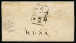 Stamp of Great Britain » 1841 1d Red 1841 1d Red pl.27 NB tied to small lettersheet from Huna to Wick (Scotland) by doubled outer line Maltese Cross