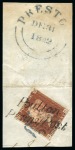 Stamp of Great Britain » Penny Post Postmarks Used As Cancellations 1841 1d Red pl.33 MD tied to 1842 large part wrapper by blue Maltese Cross and black "Poulton / Penny Post" hs