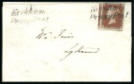 Stamp of Great Britain » Penny Post Postmarks Used As Cancellations 1841 1d Red pl.22 JG tied to wrapper sent locally from Kirkham to Lytham by "Kirkham / Penny Post" handstamp 