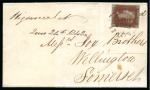 Stamp of Great Britain » Town Circular Datestamps 1841 1d Red CK tied to 1843 (Feb 23) wrapper tied by Yeovil town circular datestamp