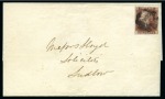 Stamp of Great Britain » Distinctive Maltese Cross Cancellations 1841 1d Red pl.11 SC, fine to good margins, tied to wrapper by distinctive Knighton Maltese Cross