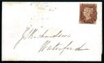 Stamp of Great Britain » Distinctive Maltese Cross Cancellations 1841 1d Red HB tied to 1844 (Jan 12) wrapper from Portlaw (Ireland) by crisp potentially distinctive Maltese Cross
