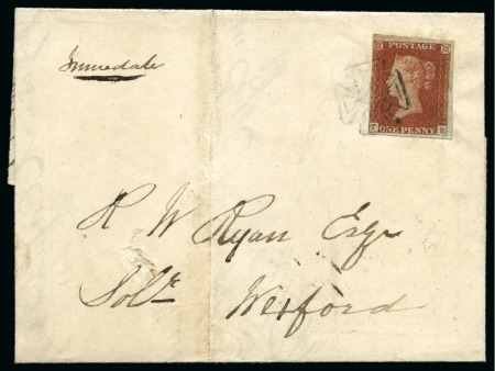 Stamp of Great Britain » Distinctive Maltese Cross Cancellations 1841 1d Red pl.42 TK tied to 1844 (Apr 28) wrapper by neat distinctive Ross Maltese Cross