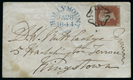 Stamp of Great Britain » Distinctive Maltese Cross Cancellations 1841 1d Red IF tied to 1844 (Jan 28) envelope by distinctive Hollymount Maltese Cross with weak centre