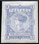 Stamp of Great Britain » 1855-1900 Surface Printed » 1883-84 & 1888 High Values De La Rue's Fourth Scheme showing the proposed designs of the 1883-84 Lilac and Greens & 1882-84 High Values, examples of each value from 1/2d to £5