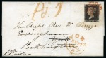 Stamp of Great Britain » 1840 1d Black and 1d Red plates 1a to 11 1840 1d Black pl.1a DJ tied to 1840 (Sep 26) wrapper from London to York by neat red MC, redirected with handstamp
