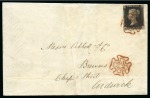 Stamp of Great Britain » 1840 1d Black and 1d Red plates 1a to 11 1840 1d Black pl.1b HE tied to 1840 (Dec 12) lettersheet from Manchester by neat red-brown MC with further crisp strike below