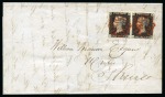 Stamp of Great Britain » 1840 1d Black and 1d Red plates 1a to 11 1840 1d Black pl.1b AE-AF pair, fine to very large margins, tied to 1840 (Nov 3) lettersheet from Wick (Scotland) to Thurso