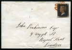 Stamp of Great Britain » 1840 1d Black and 1d Red plates 1a to 11 1840 1d Intense Black pl.8 BG tied to 1840 (Oct 29) envelope from Berwick (Northumberland) to London 