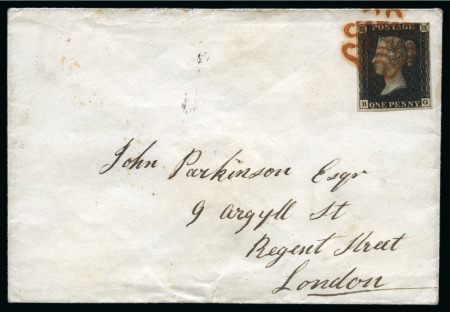 Stamp of Great Britain » 1840 1d Black and 1d Red plates 1a to 11 1840 1d Intense Black pl.8 BG tied to 1840 (Oct 29) envelope from Berwick (Northumberland) to London 