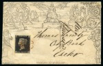 Stamp of Great Britain » 1840 1d Black and 1d Red plates 1a to 11 1840 1d Black pl.2 GH on 1840 (Aug) 1d Mulready envelope from Yealmpton, tied by red Maltese Cross but Britannia left uncancelled contrary to regulations