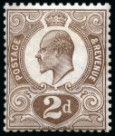 Stamp of Great Britain » King Edward VII » 1902-10 De La Rue Issues 1910 2d Group of six colour trials and a die proof prepared for use by De La Rue for the "Tyrian Plum"