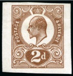 Stamp of Great Britain » King Edward VII » 1902-10 De La Rue Issues 1910 2d Group of six colour trials and a die proof prepared for use by De La Rue for the "Tyrian Plum"