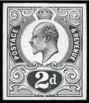 Stamp of Great Britain » King Edward VII » 1902-10 De La Rue Issues 1910 2d Group of six colour trials and a die proof prepared for use by De La Rue for the "Tyrian Plum"