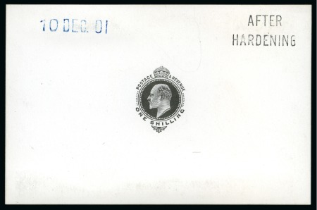 Stamp of Great Britain » King Edward VII » 1902-10 De La Rue Issues 1902-10 De La Rue 1s head plate die proof in black on white glazed card