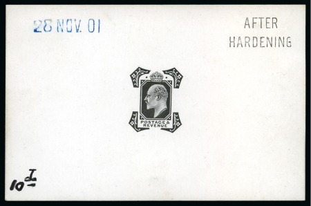 Stamp of Great Britain » King Edward VII » 1902-10 De La Rue Issues 1902-10 De La Rue 10d head plate die proof black on white glazed card