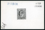 Stamp of Great Britain » King Edward VII » 1902-10 De La Rue Issues 1902-10 De La Rue 1/2d die proof in black on white glazed card