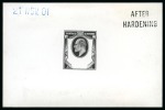 Stamp of Great Britain » King Edward VII » 1902-10 De La Rue Issues 1902-10 De La Rue 1 1/2d die proof in black on white glazed card