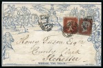 Stamp of Great Britain » 1840 Mulreadys & Caricatures 1844 (Jun 11) 2d Mulready wrapper from Taunton uprated with 1841 1d red pl.34 SK and pl.38 DJ tied by "776" 1844-type numerals