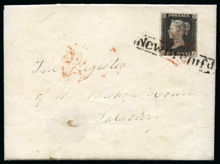 Stamp of Great Britain » 1840 1d Black and 1d Red plates 1a to 11 1840 1d Black pl.3 GJ tied to 1840 (Aug) entire by red Maltese Cross and "New Brentfd." framed hs