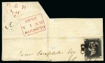 Stamp of Great Britain » Change of Cancellation Ink 1840 1d Grey-Black pl.1a JI tied to piece by complete watery black Maltese Cross, very early unofficial early use of black ink 