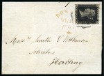 Stamp of Great Britain » 1840 1d Black and 1d Red plates 1a to 11 1840 1d Black pl.9 GE tied to 1841 (Mar 11) wrapper by light black Maltese Cross and Boston "traveller" datestamp in yellow,