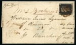 Stamp of Great Britain » Distinctive Maltese Cross Cancellations Stonehaven: 1840 1d Black pl.4 TW tied to 1840 (Oct 30) wrapper by distinctive double-lined Stonehaven Maltese Cross in dark red