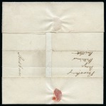 Stamp of Great Britain » Coloured Maltese Cross Cancellations Pinkish Red: 1840 1d Black pl.2 JB tied to 1841 (Jan 8) wrapper by two strikes of the pinkish red Devonport Maltese Cross 