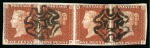 Stamp of Great Britain » 1841 1d Red 1841 1d Red pl.40 RC-RF strip of four cancelled contrary to regulations by two strikes of a black Maltese Cross