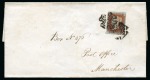 Stamp of Great Britain » Distinctive Maltese Cross Cancellations 1841 1d Red TF tied to 1842 (Sep 12) wrapper by two strikes of the distinctive Manchester Maltese Cross (R&J type 2)