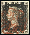 Stamp of Great Britain » 1840 1d Black and 1d Red plates 1a to 11 1840 1d Black pl.8 HB, variety watermark inverted, used