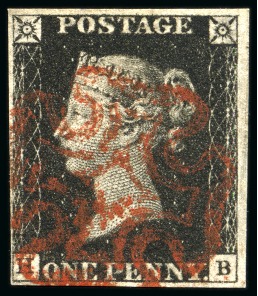 Stamp of Great Britain » 1840 1d Black and 1d Red plates 1a to 11 1840 1d Black pl.8 HB, variety watermark inverted, used