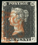 Stamp of Great Britain » 1840 1d Black and 1d Red plates 1a to 11 1840 1d. black, pl. 1b, IJ, variety Watermark Inverted,