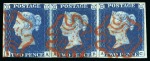 Stamp of Great Britain » 1840 2d Blue (ordered by plate number) 1840 2d. Bright blue pl.1 AA-AC horizontal strip of three, used