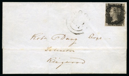 Stamp of Great Britain » 1840 1d Black and 1d Red plates 1a to 11 1840 1d Black pl.11 CD on 1841 (Jul 1) lettersheet from Poole