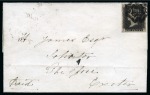 Stamp of Great Britain » 1840 1d Black and 1d Red plates 1a to 11 1840 1d Black pl.11 FF on 1841 (Mar 26) wrapper tied by crisp strike of the distinctive Plymouth special Maltese Cross