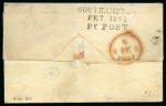 Stamp of Great Britain » 1840 1d Black and 1d Red plates 1a to 11 1840 1d Black pl.8 FF, state 1, on 1841 (Feb 7) wrapper by crisp strike of "Totton / Penny Post" hs and a faint strike of a red Maltese Cross