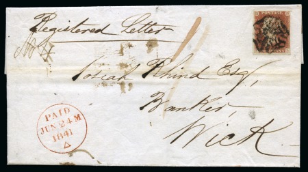 Stamp of Great Britain » 1841 1d Red 1841 1d Red pl.8 FL on 1841 (Jun 24) wrapper sent registered from Edinburgh to Wick 