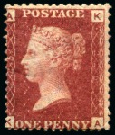 Stamp of Great Britain » 1854-70 Perforated Line Engraved 1864-79 1d Rose-Red pl.225 KA, large part original gum