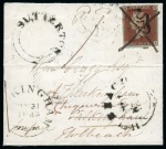 Stamp of Great Britain » 1841 1d Red 1841 1d Red OI on 1843 (May 30) lettersheet from Kirton (Lincolnshire) tied by light black Maltese Cross and pen cross, redirected