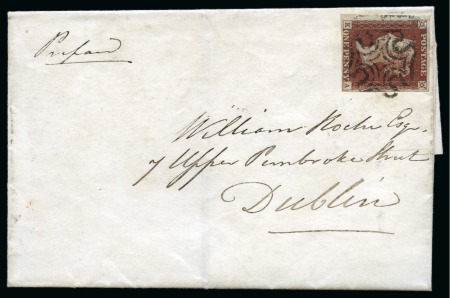 Stamp of Great Britain » Distinctive Maltese Cross Cancellations Limerick: 1841 1d Red pl.10 KA on 1841 (May 14) wrapper tied by black distinctive Limerick Maltese Cross