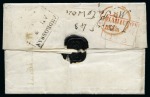 Stamp of Great Britain » 1841 1d Red 1841 1d Red PG on 1843 (Aug 7) entire from the isle of Arran (Scotland) tied by black MC, redirected to London with "1" hs