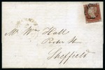 Stamp of Great Britain » Distinctive Maltese Cross Cancellations Birmingham: 1841 1d Red pl.33 TJ on 1843 (Dec 2) lettersheet tied by black Birmingham distinctive ("squat") Maltese Cross