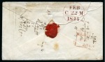 Stamp of Great Britain » 1841 1d Red 1841 1d Red QD on 1844 (Feb 21) envelope tied by black Kilmarnock distinctive (special) Maltese Cross with dot in centre