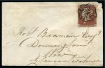 Stamp of Great Britain » Distinctive Maltese Cross Cancellations Oxford: 1841 1d Red pl.38 AE on 1843 envelope tied by black distinctive Oxford late type distinctive Maltese Cross with solid centre