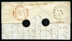 Stamp of Great Britain » 1841 1d Red 1841 1d Red pl.5 ML and pl.14 BF (double B) on 1841 (Oct 5) part cover (front and top backflap) from Spilsby, redirected