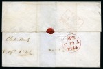 Stamp of Great Britain » Distinctive Maltese Cross Cancellations Dumfries: 1841 1d Red pl.35 FB-FC pair (joined just at top) on 1844 (Apr 18) wrapper tied by Dumfries distinctive Maltese Cross