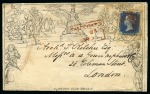 Stamp of Great Britain » 1840 2d Blue (ordered by plate number) 1840 2d Blue pl.1 JL on 1840 1d Mulready wrapper tied by red MC with Britannia cancelled contrary to regulations by Saltcoats boxed despatch ds