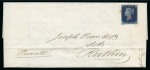 Stamp of Great Britain » 1840 2d Blue (ordered by plate number) 1840 2d Blue pl.1 FH on 1840 (Nov 25) entire from Denbigh to Ruthin (Wales), tied by neat ruby-red Maltese Cross